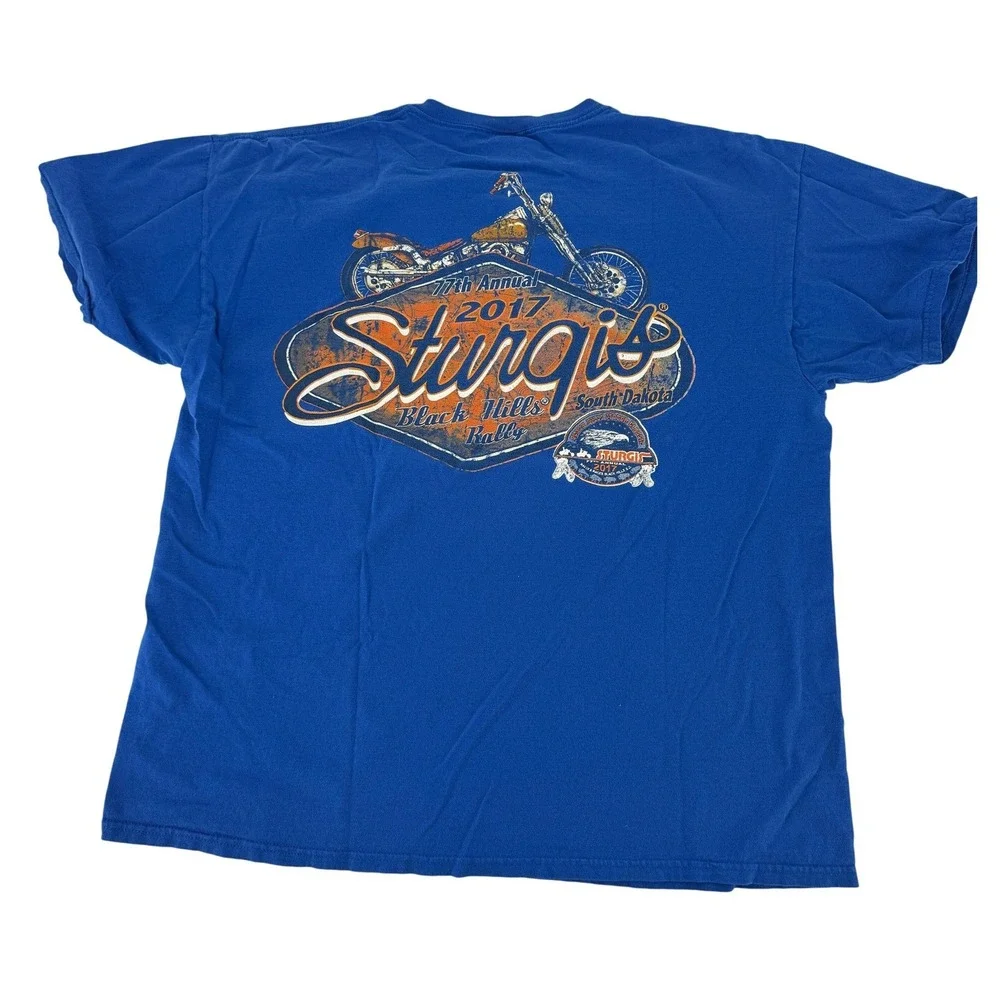 Sturgis 2017 77th Annual Black Hills Rally Blue T-Shirt Unisex Motorcycle
